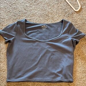 Hollister Women's Navy Ribbed Crop Top